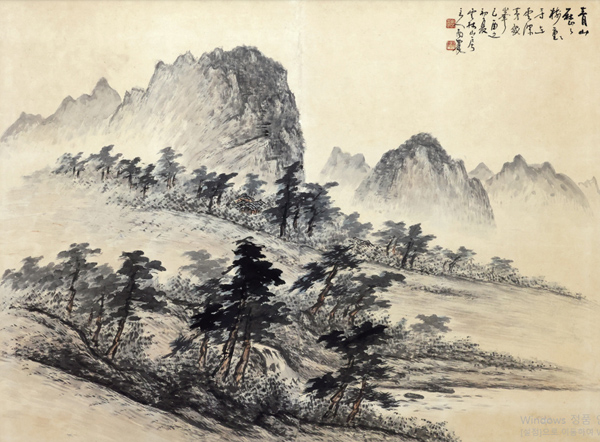 3대, 남농 허건, 하산계류, 지본 수묵담채, 1959, 115x84cm