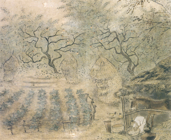 3대, 임인 허림, 농가일우, 지본 수묵담채, 1941, 55x44cm